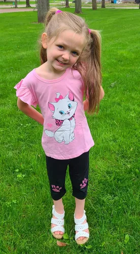 Vista 2 de Popshion Conjunto de ropa para niñas de 2 piezas, conjunto de ropa para niños pequeños, manga volada con dobladillo irregular, parte superior
