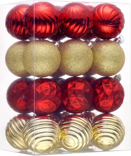Vista 23 de Valery Madelyn Juego de adornos de Navidad para árbol de Navidad, 24 unidades, adornos de bolas negras inastillables, adorno colgante de 2.36