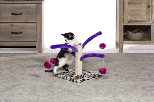 Vista 4 de Prevue Pet Products Kitty Power Bounce 'n Spring Rascador de muebles – Torre rascador para gatos de interior con juguetes, poste vertical