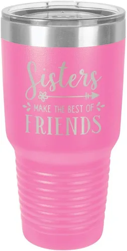 Vista 13 de SISTERS MAKE THE BEST OF FRIENDS Vaso negro de 30 onzas con popote y tapa superior deslizante Taza de viaje de acero inoxidable Comparar