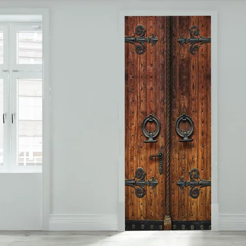 Vista 18 de Artfanke - Adhesivo 3D realista para puerta de grano de madera, despegar y a2087
