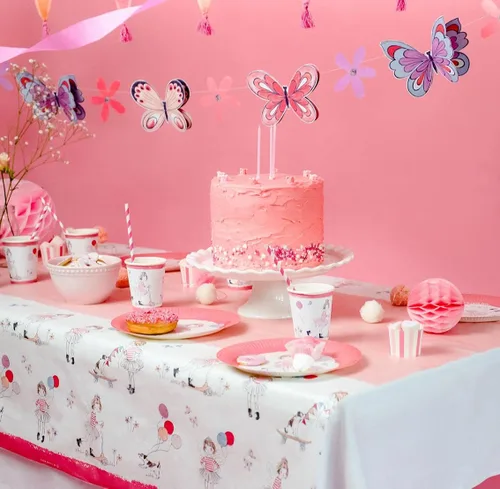 Vista 7 de Bonita guirnalda de mariposas rosadas, decoraciones de cumpleaños para niñas y niños, suministros de fiesta, decoración de habitación infantil, baby