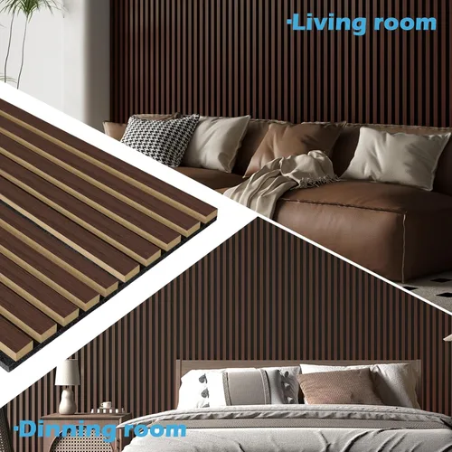 Vista 3 de Art3d Paquete de 2 paneles acústicos de listones de madera de 104" x 15.75" para pared y techo, paneles modernos estriados de absorción de sonido