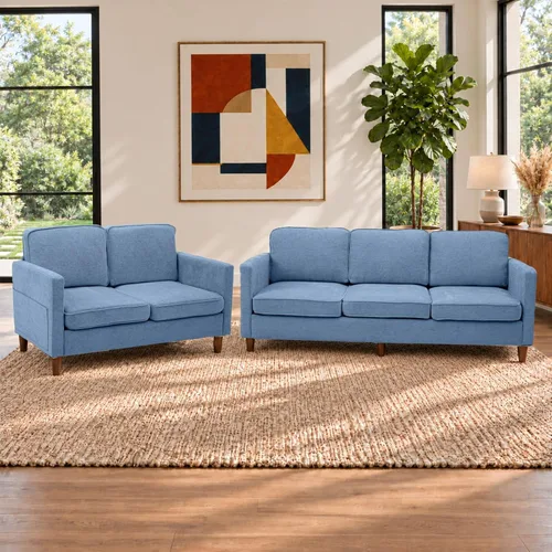 Vista 20 de Kingfun Juego de 2 sillas decorativas, sillas de sala de estar, sillón de lectura de mediados de siglo, felpilla con pie de madera maciza
