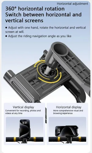 Vista 2 de GUB G-92 Quick Take Place Bike Stem Fork Phone Mount 360 Rotatable Aluminum Stem Clamp Soporte para teléfono para bicicleta