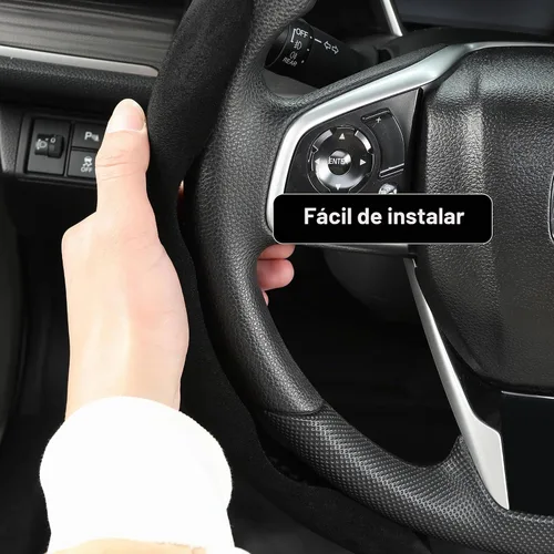 Vista 7 de Funda de gamuza para volante de automóvil, antideslizante, segmentada, adecuada para automóvil, SUV, camión, forma O/D, protector de volante