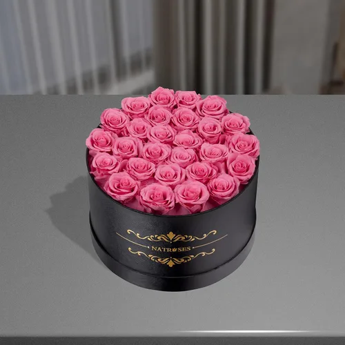 Vista 2 de 27 rosas preservadas en una caja de flores para entrega, regalos