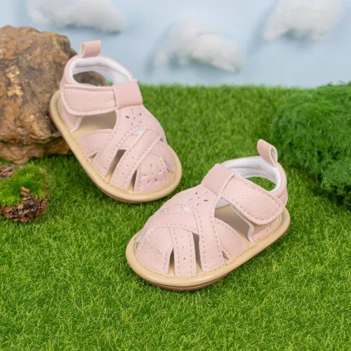 Vista 32 de Meckior Sandalias de verano con punta abierta y suave de piel sintética para bebés y niñas pequeñas