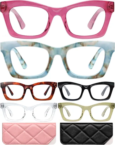 Vista 11 de CCVOO - Lentes de lectura Oprah, con filtro de luz azul, lentes para computadora, para mujer, paquete de 6