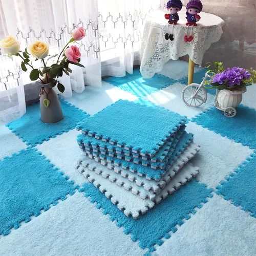 Vista 4 de 12 alfombrillas de juego de rompecabezas de azulejos entrelazadas suaves de espuma EVA para el suelo de los niños, habitación de los niños, sala