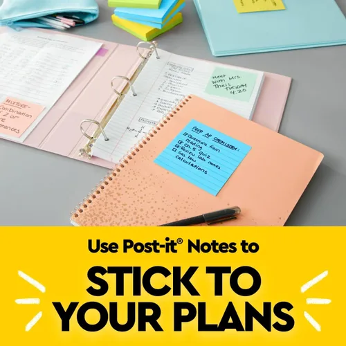Vista 9 de Notas Post-it, 3 x 5 pulgadas, 5 blocs de notas adhesivas forradas, 100 hojas por bloc, colección de fantasía floral, suministros de regreso a