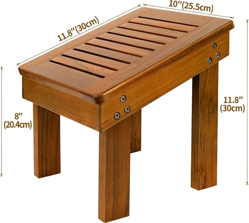 Vista 3 de Utoplike Taburete de ducha de teca para afeitarse las piernas, reposapiés