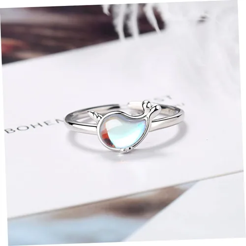 Vista 8 de VALICLUD 2pcs Whale Ring Dolphin Ring Cute Finger Rings Metal Ring Animal Open Ring Sea Animal Ring Date Rings