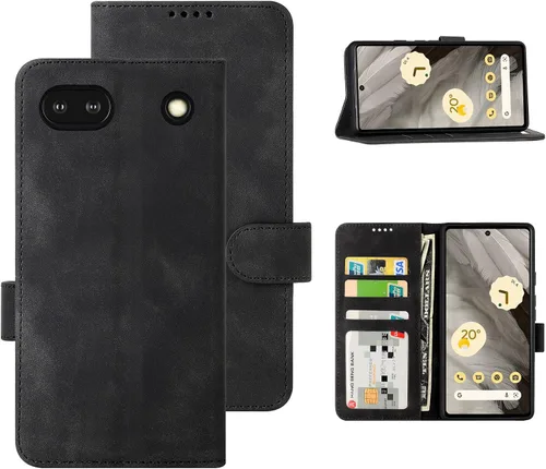 Vista 16 de Funda tipo cartera con tapa para Google Pixel 6a, [piel sintética + parachoques de TPU] [3 ranuras para tarjetas] [función de soporte]