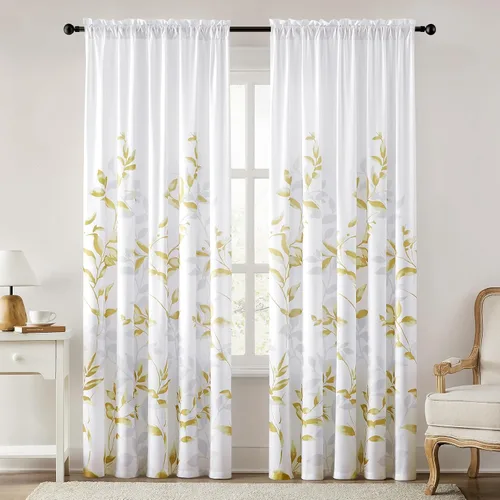 Vista 18 de HOMEIDEAS Cortinas traslúcidas de privacidad gris claro y blanco, 52 x 96 Hojas-gris claro