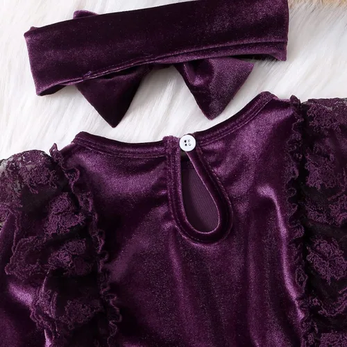 Vista 3 de IDOPIP Vestido de tutú de terciopelo para niñas pequeñas de manga larga de princesa Navidad cumpleaños boda para otoño invierno