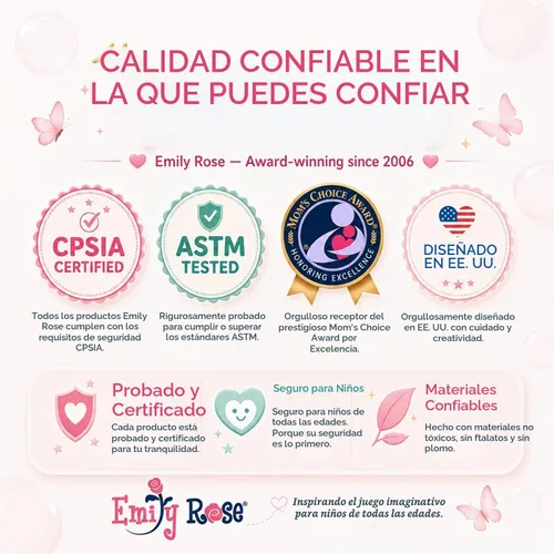Vista 9 de Emily Rose Cama con dosel de princesa de 18 pulgadas, madera blanca con cortinas de tul rosa, juego de ropa de cama de 5 piezas y cajón