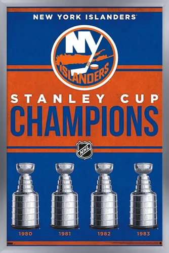 Vista 11 de Trends International NHL New York Islanders - Póster de pared Champions 23, 22.4 pulgadas de largo x 14.7 pulgadas, versión enmarcada en madera