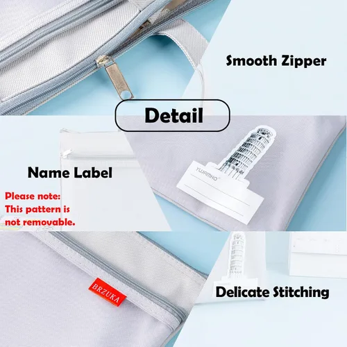 Vista 4 de Bolsa de malla con cremallera de 11 x 13.7 pulgadas, bolsa A4 impermeable de doble bolsillo con asa, almacenamiento de documentos para la escuela