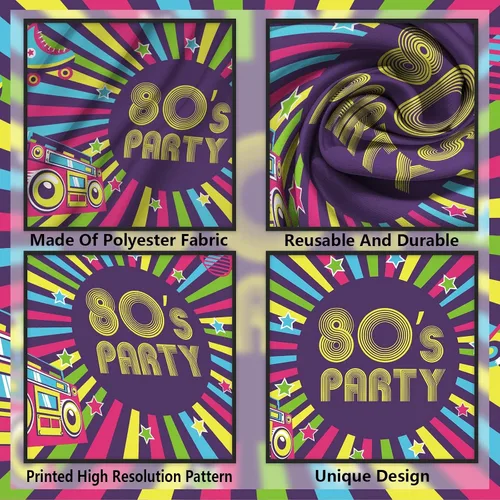 Vista 3 de Cartel de fiesta de los años 80, telón de fondo, retroceso de los años 80, I Love 80s, retro, de los 80, decoración temática de los años 80