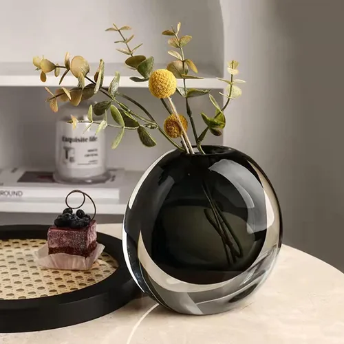 Vista 3 de Jarrón de vidrio ámbar para centros de mesa, ramos de decoración del hogar, boda, despedida de soltera, jarrón transparente para decoración