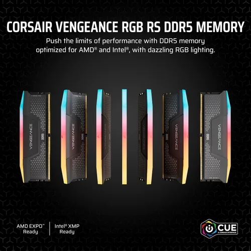 Vista 2 de CORSAIR Vengeance RGB RS DDR5 16 GB (1 x 16 GB) Hasta 6000 MHz AMD Intel Gris