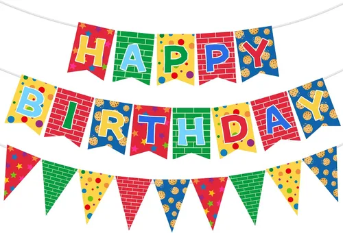 Vista 11 de Pasimy 4 piezas de banderines de cumpleaños de fútbol americano Bandera de pendón de fútbol americano Bandera de feliz cumpleaños circular Guirnalda
