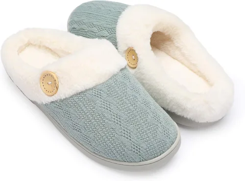 Vista 16 de Chantomoo Pantuflas para Mujer Cálidas y Cómodas con Espuma Viscoelástica Pantuflas de Casa Zapatos de Punto con Forro de Piel Sintética Suela