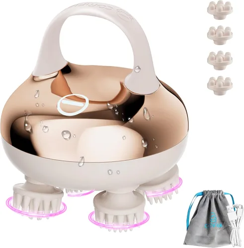 Vista 14 de Comfier - Masajeador eléctrico para cuero cabelludo, impermeable, con múltiples modos de vibración, masajeador de cabeza portátil y manual
