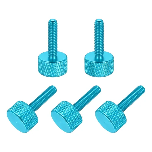 Vista 40 de MECCANIXITY 5 piezas M6x14mm Tornillos de pulgar estriado de cabeza plana, pernos de rosca completa de aleación de aluminio sólido para carcasas