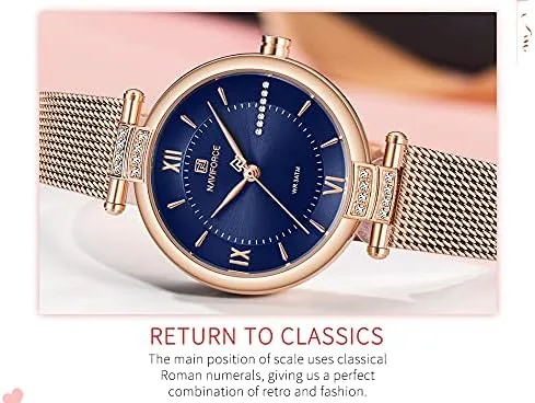 Vista 5 de NAVIFORCE Relojes de moda para mujer impermeables analógicos de lujo diseño de cara casual relojes para damas