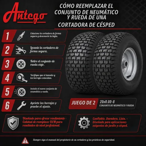 Vista 6 de Antego 20x8.00-8 Conjunto de neumáticos y ruedas para Husqvarna/Poulan, cantidad individual: 1