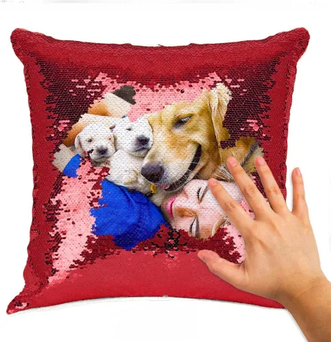 Vista 6 de Almohadas de lentejuelas personalizadas, fundas de cojín decorativas, regalos con fotos personalizadas para mamá, mejor amiga, familia, cualquier