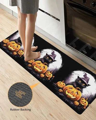 Vista 3 de Tapete de baño de Halloween para bañera, antideslizante, de secado rápido y absorbente, tierra de diatomeas, fregadero, dormitorio, cocina, tapete