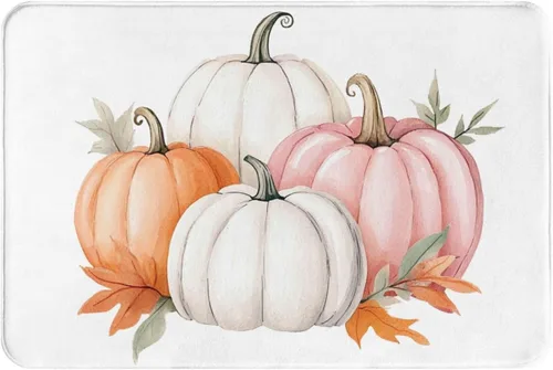 Vista 29 de Alfombra de baño para baño, calabaza, otoño, granja, Acción de Gracias, alfombra de ducha de espuma viscoelástica antideslizante, alfombra pequeña