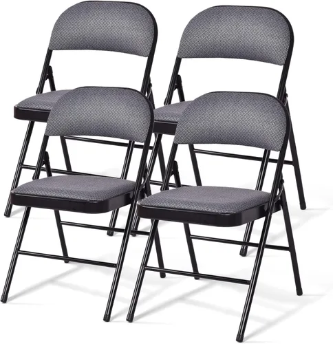 Vista 12 de GOFLAME Paquete de 6 sillas plegables, juego de sillas de comedor de tela con asiento acolchado y marco de metal, asiento comercial tapizado