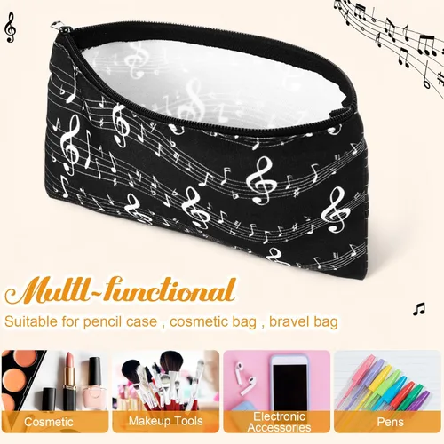 Vista 6 de Sweetude Paquete de 10 bolsas de maquillaje para profesores de música, bolsa de cosméticos para notas musicales, regalo de agradecimiento