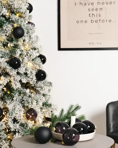 Vista 4 de DN DECONATION Adornos de Navidad de cristal negro, bolas de Navidad colgantes de 3.15 pulgadas para decoración del árbol de Navidad, juego de 9