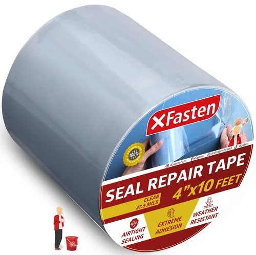 Vista 9 de XFasten Cinta de parche y sellado impermeable, color negro, cinta de reparación de goma de 4 pulgadas por 10 pies para reparación de fugas