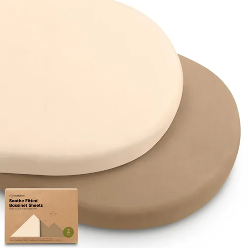 Vista 22 de Paquete de 2 sábanas orgánicas para cuna para niños, niñas, sábana bajera (lino azul) 100% Cotton Bassinet Mattress Sheets, Compatible with Halo