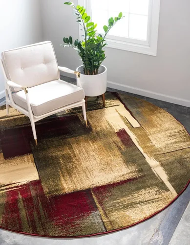 Vista 8 de Unique Loom Barista Collection - Alfombra de área Timor (2 pies 2 pulgadas x 3 pies 1 pulgada, ovalada, multicolor y rojo)