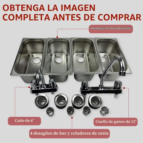 Vista 5 de Juego de fregadero de concesión de acero inoxidable estándar de 4 compartimentos