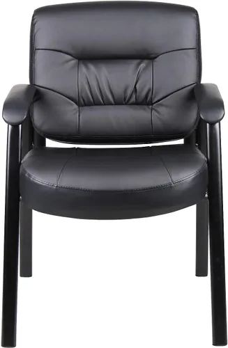 Vista 6 de Boss Office Products Silla de invitados de LeatherPlus con respaldo medio ejecutivo en negro