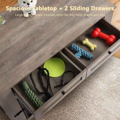 Vista 5 de Muebles de Jaula Grande para Perros - Jaula Decorativa Resistente para Perros de Interiores, Mesa Auxiliar de Jaula de Perro de Madera con Estación