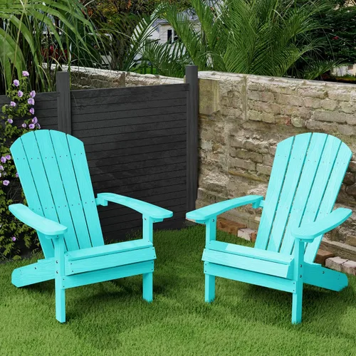 Vista 21 de YEFU Silla Adirondack de plástico resistente a la intemperie, sillas de patio con instalación fácil en 5 pasos, se ve exactamente como madera real