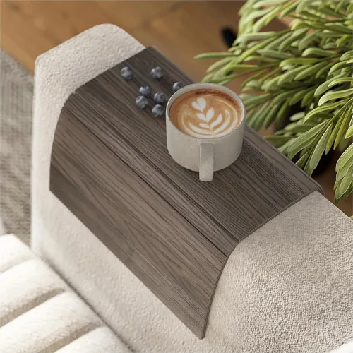 Vista 13 de Bandeja de brazo para sofá, mesa de cama, posavasos de madera, taza de café, reposabrazos plegable, protector de extremo de carrito, plegable