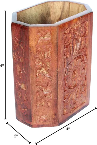 Vista 4 de IBLAY Organizador de suministros de escritorio de malla para bolígrafos/portalápices de madera, diseño único para escritorio, oficina y decoración