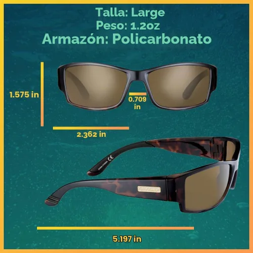 Vista 3 de Flying Fisherman Gafas de sol polarizadas Razor con bloqueador UV AcuTint para pesca y deportes al aire libre Marco de tortuga oscura/lente ámbar