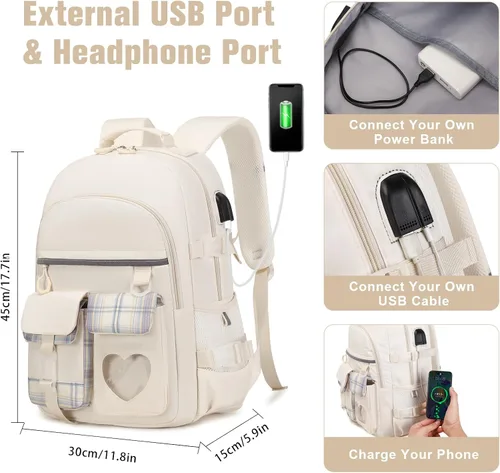Vista 3 de Mochila para niñas Mochila escolar para niñas, niños, adolescentes, mujeres, mochilas casuales de viaje, mochila escolar para escuela primaria