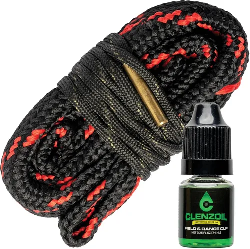 Vista 20 de Clenzoil Cobra Bore Cleaner – Pull-Through Gun Barrel Cleaning Tool – Brass Brush Embedded in Cotton Bore Rope – Reusable & Washable – Includes CLP